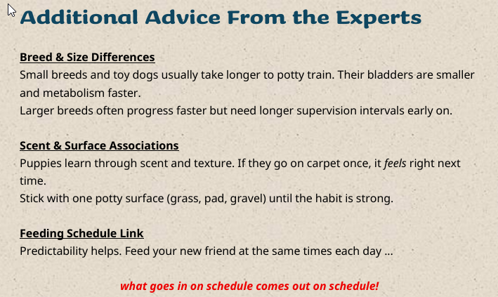 Expert advice page
